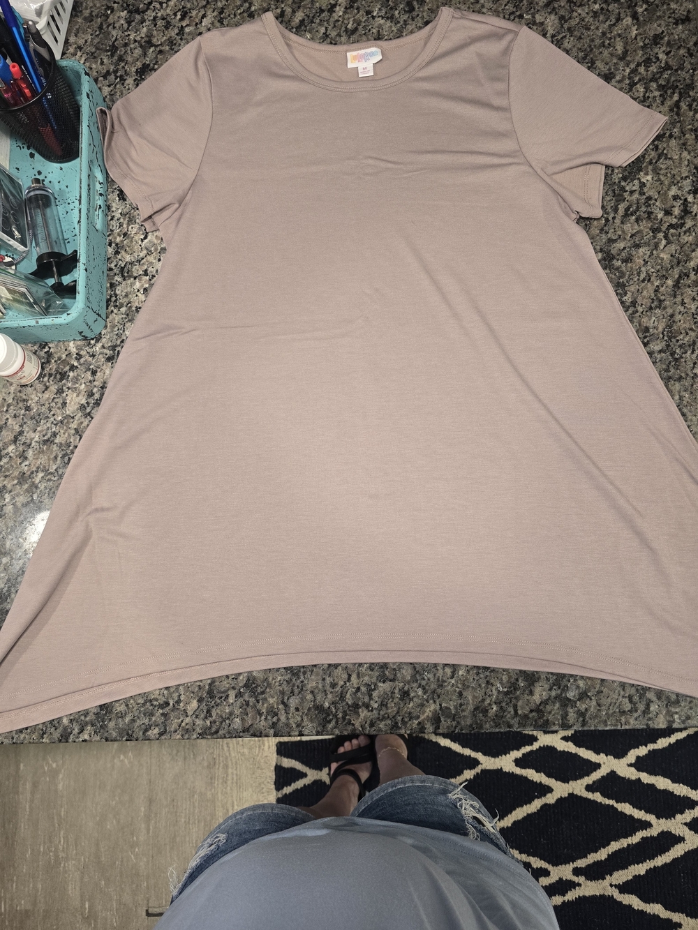 LuLaRoe Short Sleeve Crew Top in Dusty Taupe